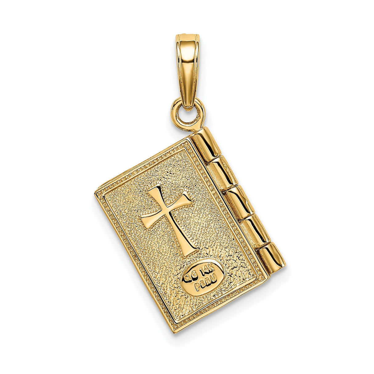 14k Yellow Gold Serenity Prayer Pendant with Praying Hands, Christian Charm