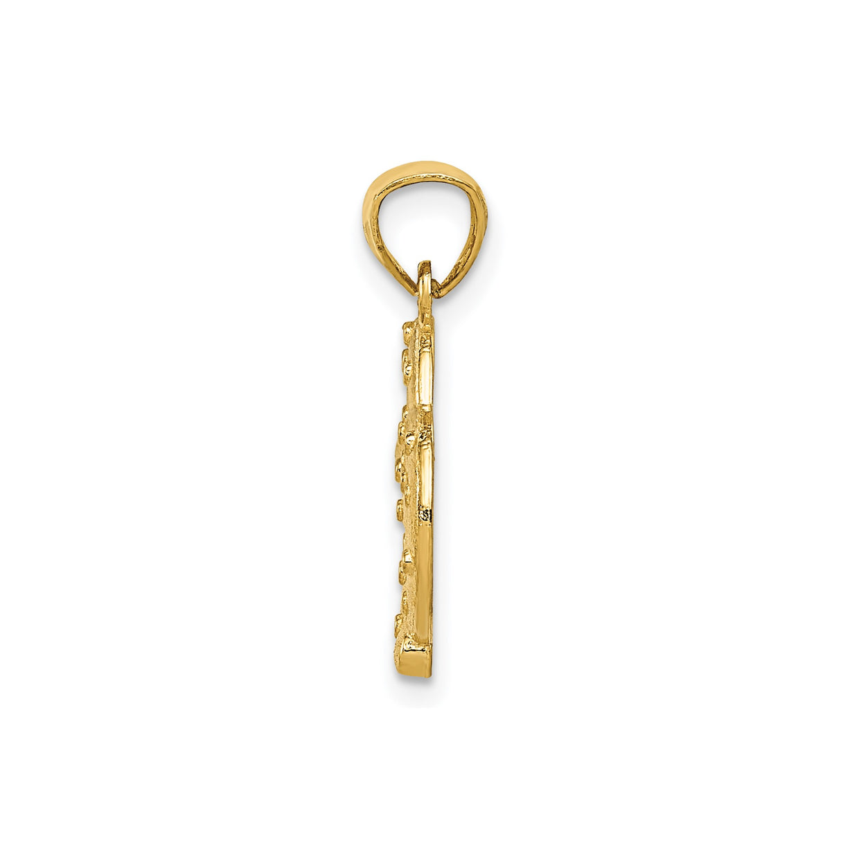 14k Yellow Gold Pretzel Pendant Charm with Raised Texture and Salted Detail