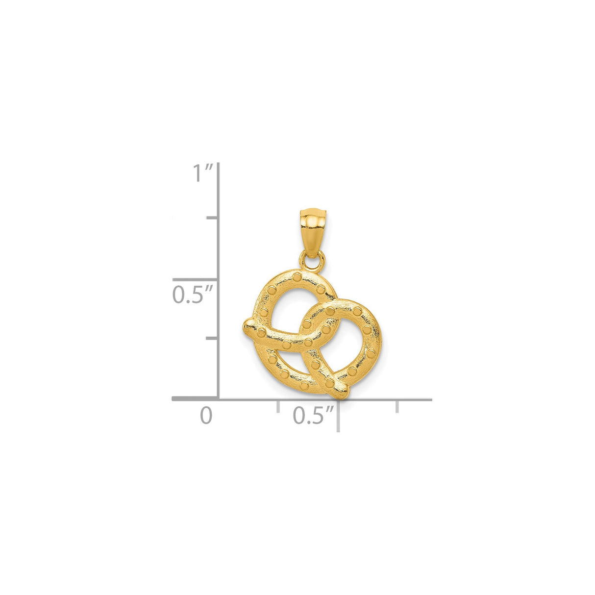 14k Yellow Gold Pretzel Pendant Charm with Raised Texture and Salted Detail
