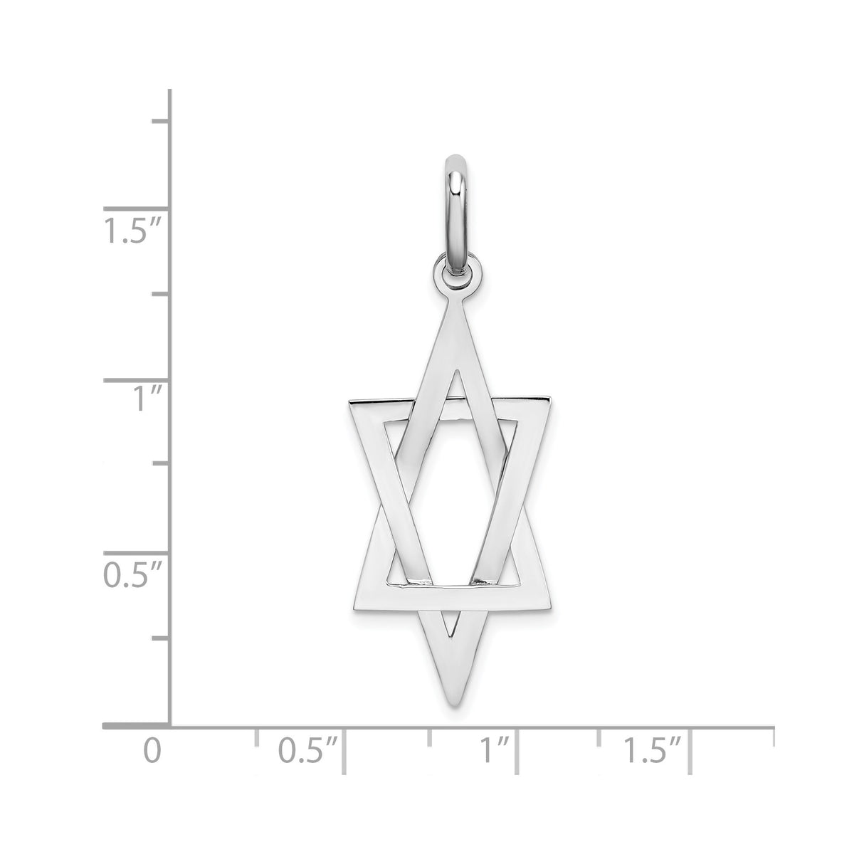 14k White Gold Star of David Pendant with Interlocking Triangle Design, Unisex Jewish Charm