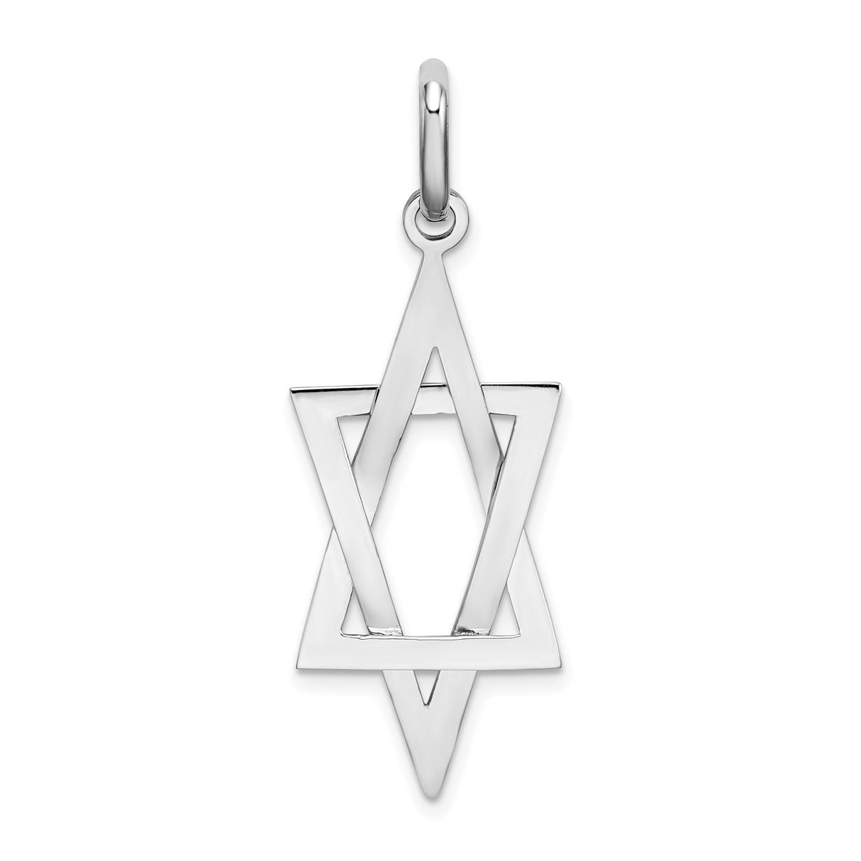 14k White Gold Star of David Pendant with Interlocking Triangle Design, Unisex Jewish Charm
