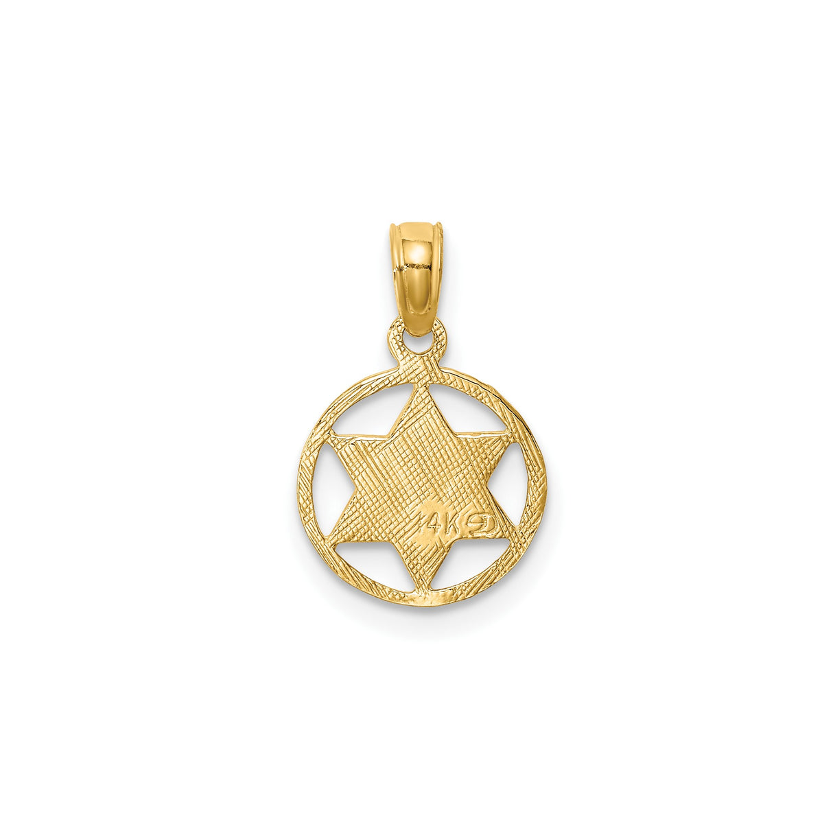 14k Yellow Gold Star of David Pendant with Hebrew Chai Symbol, Jewish Religious Charm