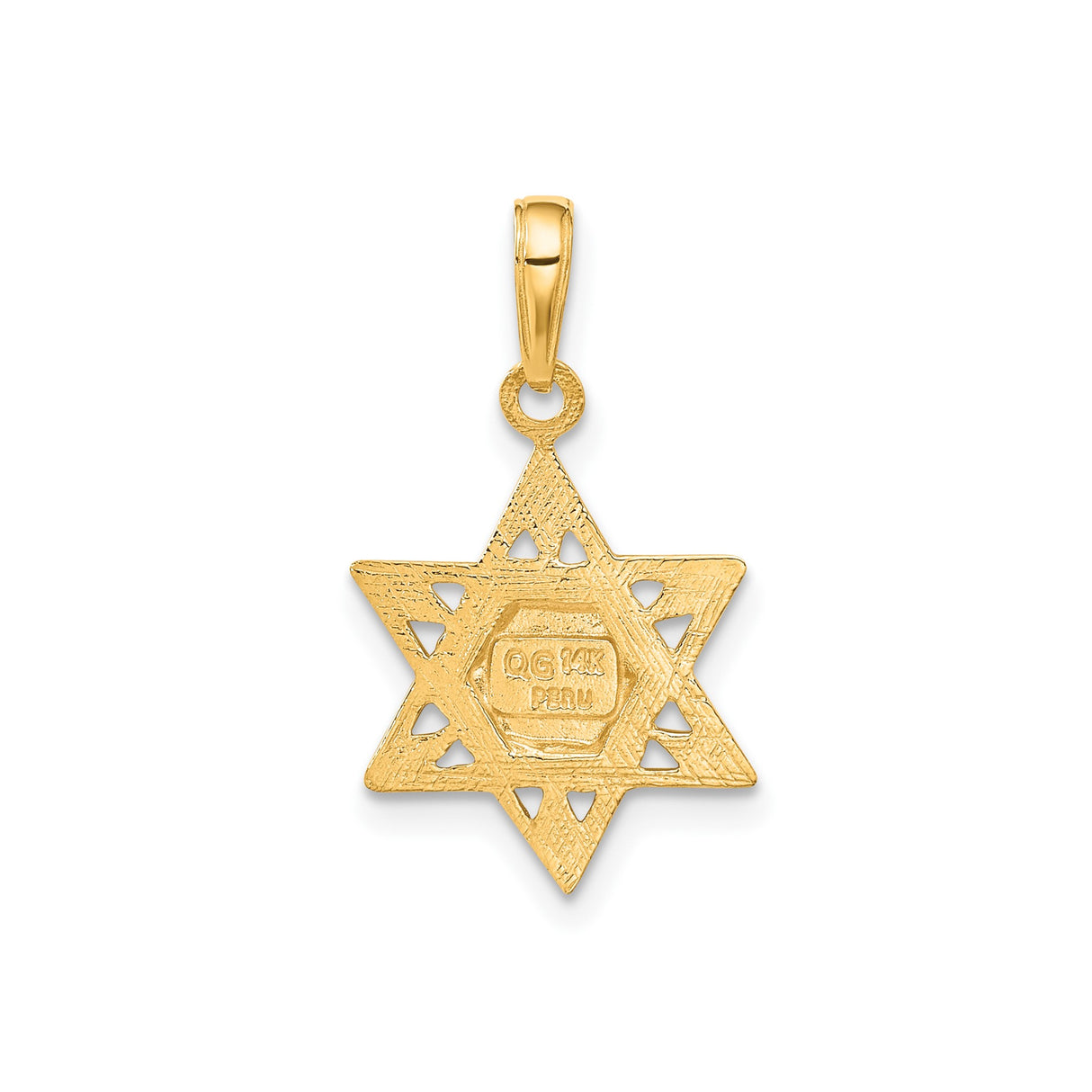 14k Yellow Gold Star of David Pendant with Ten Commandments Tablets, Jewish Faith Symbol Jewelry