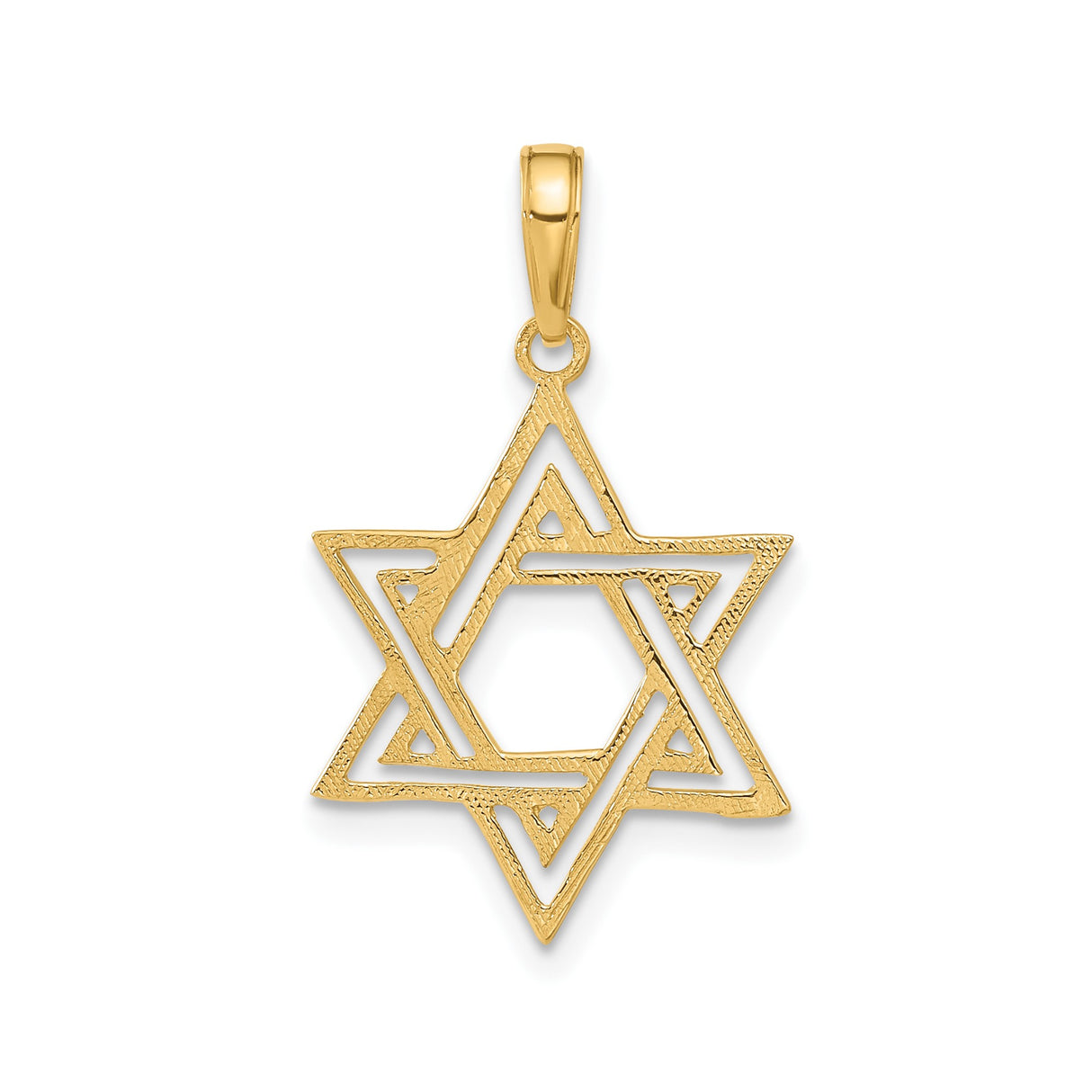 14k Yellow Gold Star of David Pendant with Openwork Layered Design, Judaica Jewelry for Men or Women