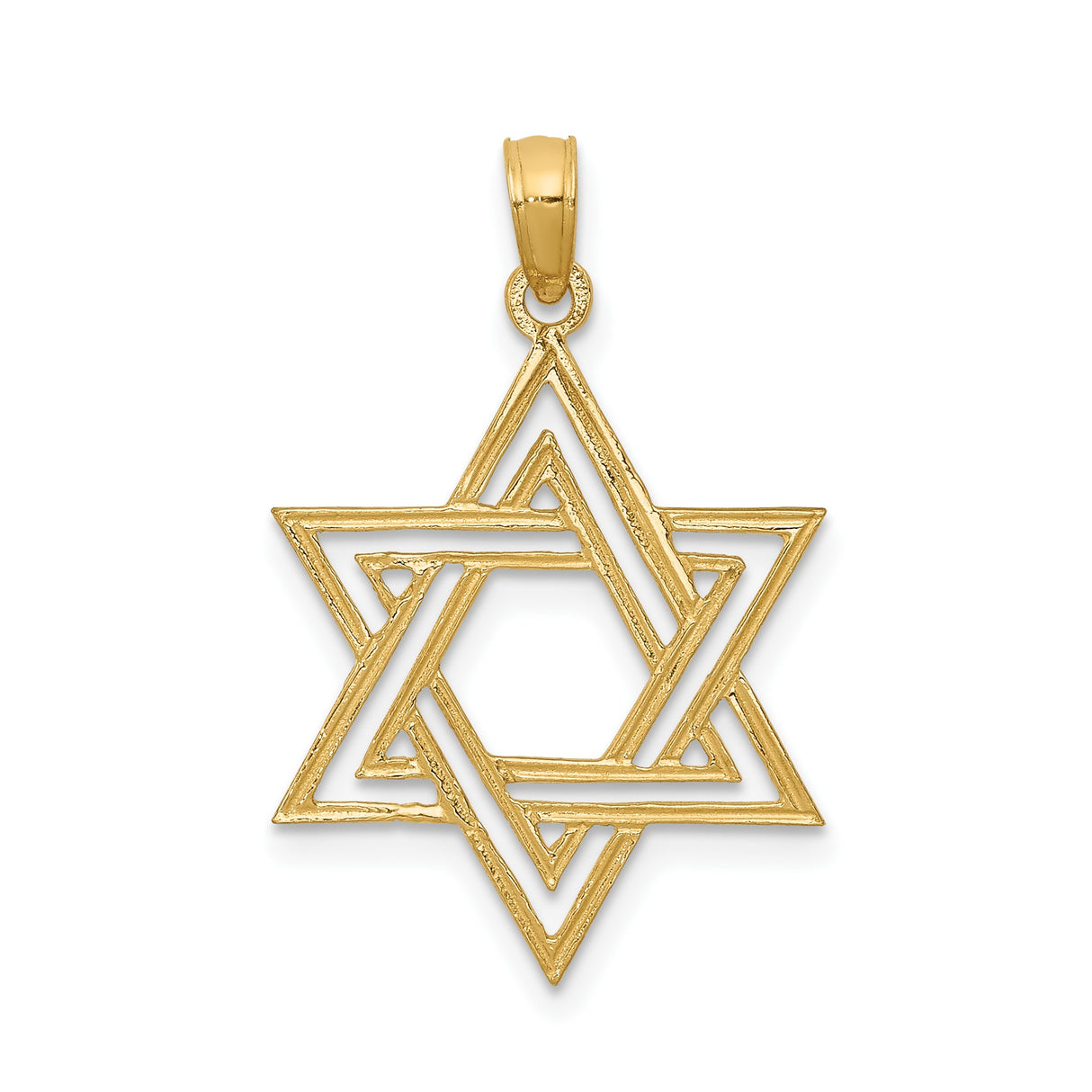 14k Yellow Gold Star of David Pendant with Openwork Layered Design, Judaica Jewelry for Men or Women