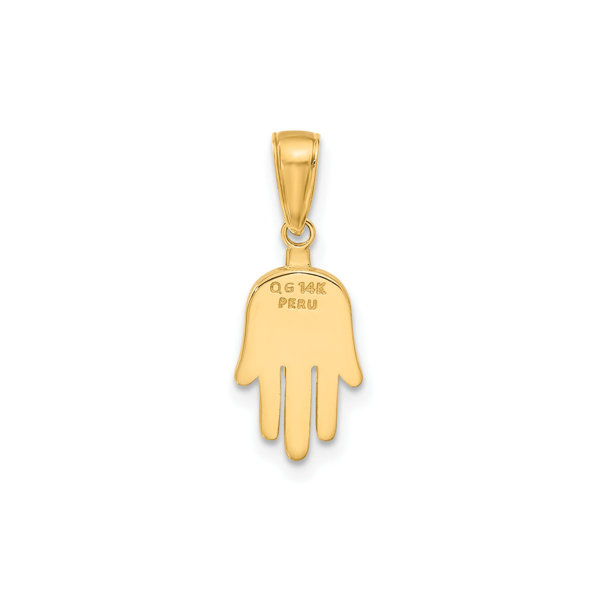14k Yellow Gold Hamsa Hand Pendant, Minimalist Spiritual Amulet for Women