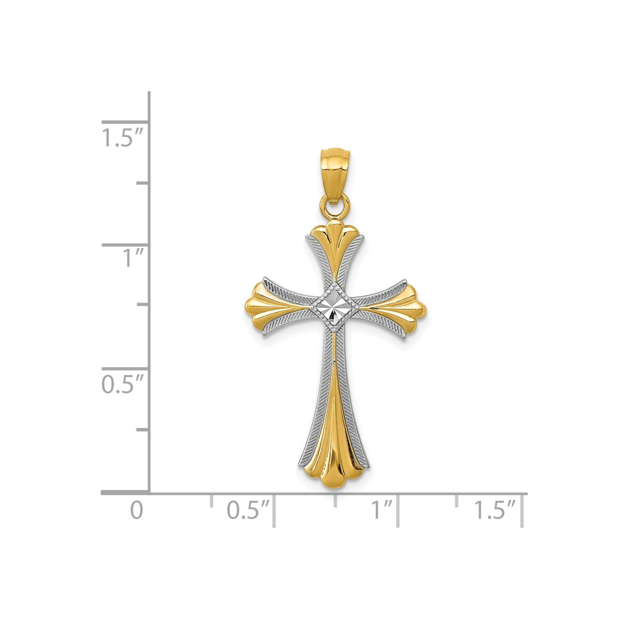 14k Two-Tone Gold Cross Pendant with Twisted Rope Detail and Patonce Design
