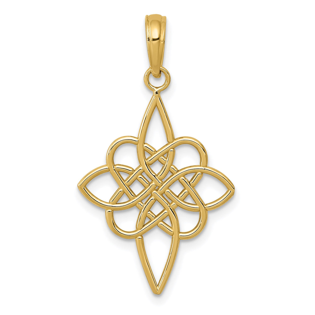 14k Yellow Gold Celtic Knot Pendant, Openwork Interwoven Design, Symbol of Eternity and Unity