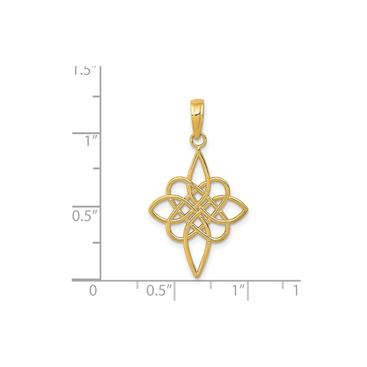 14k Yellow Gold Celtic Knot Pendant, Openwork Interwoven Design, Symbol of Eternity and Unity