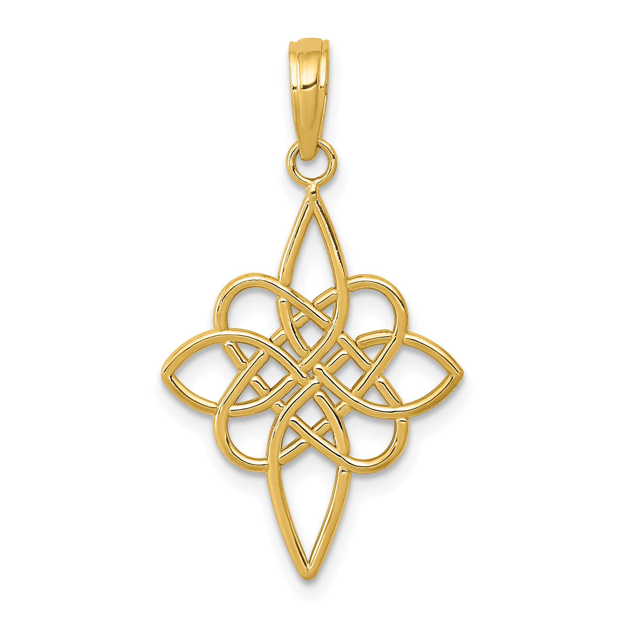 14k Yellow Gold Celtic Knot Pendant, Openwork Interwoven Design, Symbol of Eternity and Unity