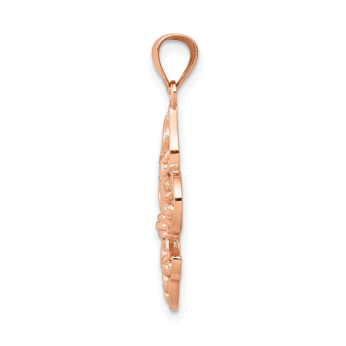 14k Rose Gold Fleur De Lis Pendant with Intricate Scroll Design, French Heritage Style