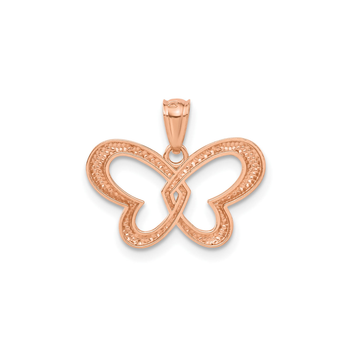 14k Rose White Gold Butterfly Pendant with Open Heart Wing Design for Women