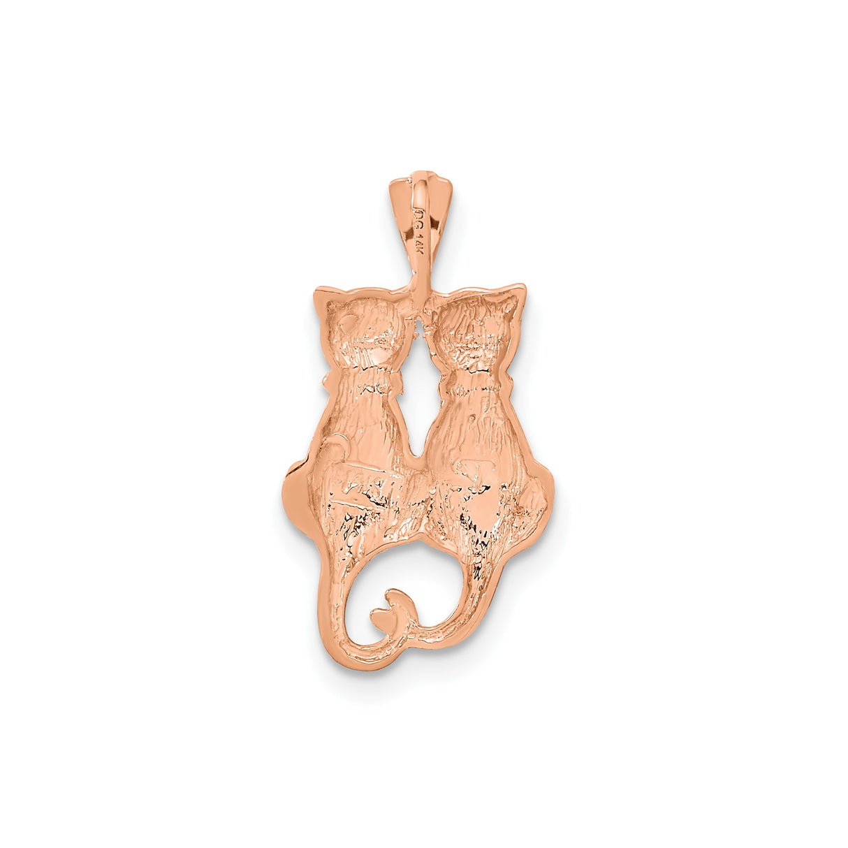 14k Rose Gold Cat Pendant with Twin Cats, Romantic Pet Charm for Women