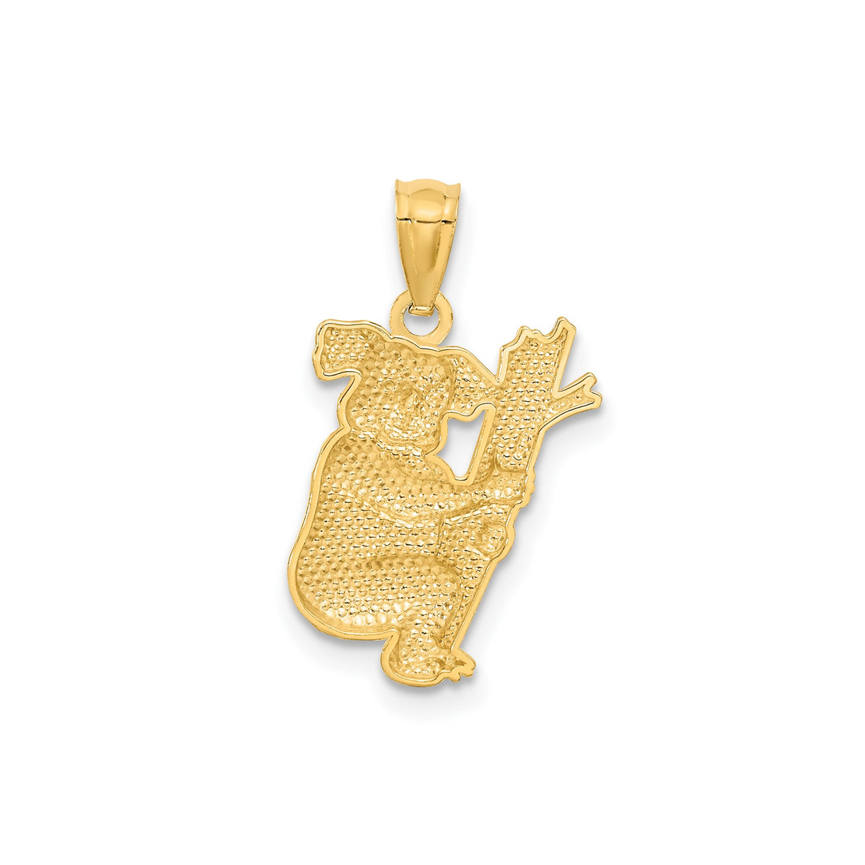 14k Yellow Gold Koala Pendant with Tree Branch Detail, Wildlife and Nature Charm