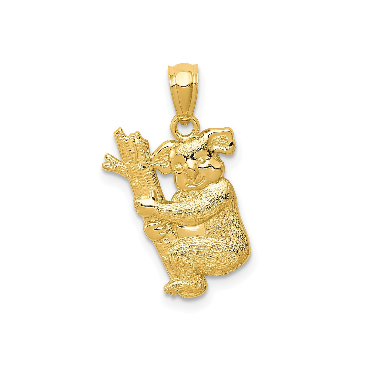 14k Yellow Gold Koala Pendant with Tree Branch Detail, Wildlife and Nature Charm