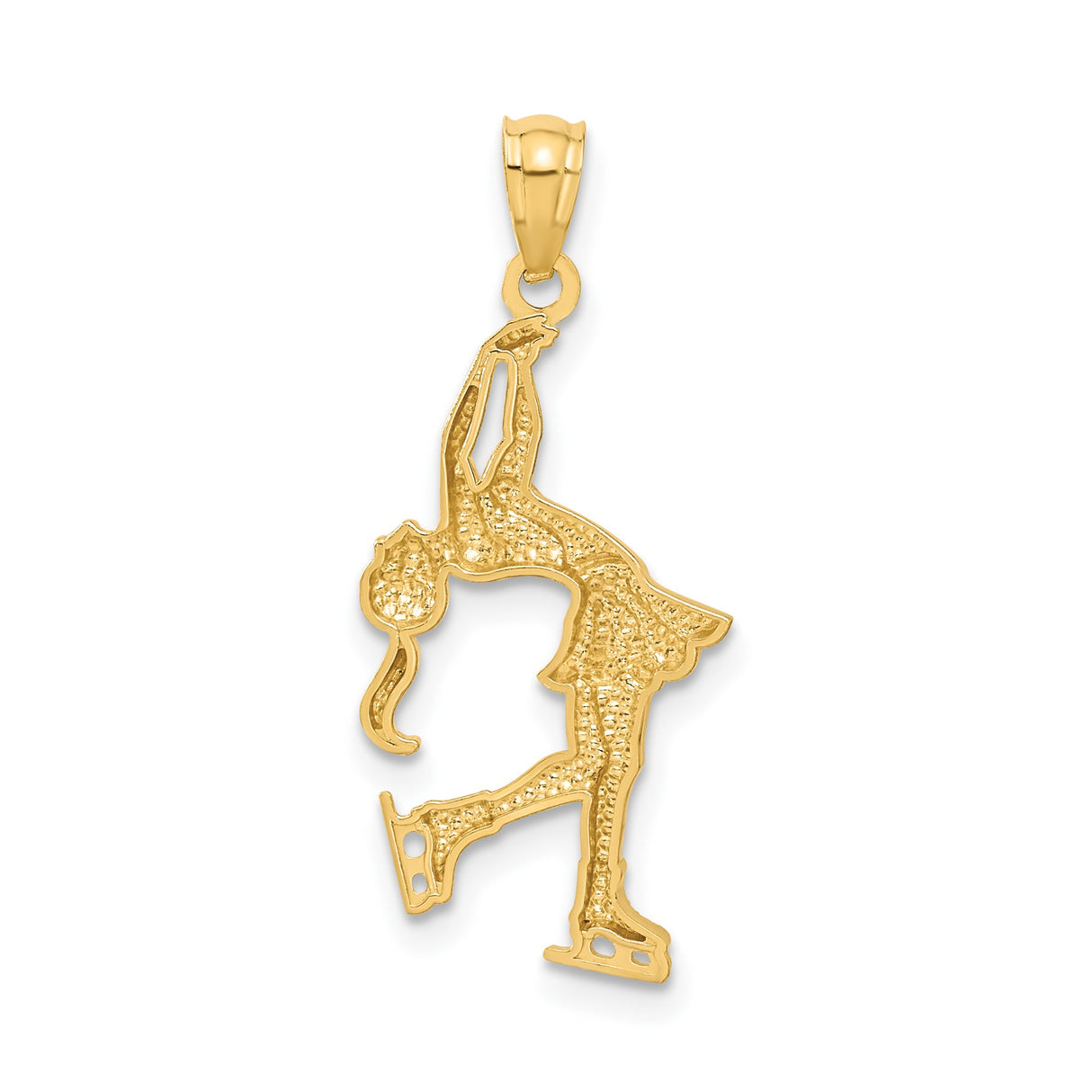 14k Yellow Gold and Rhodium Ice Skater Pendant, Graceful Figure Skating Design for Women