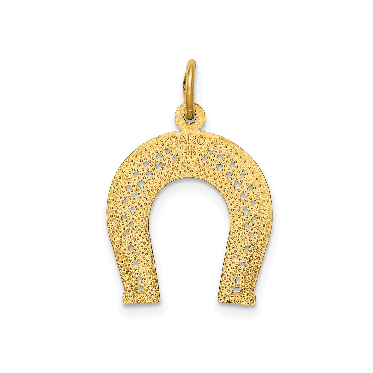 14k Yellow Gold Horseshoe Pendant with Filigree Detailing, Lucky Charm Equestrian Style