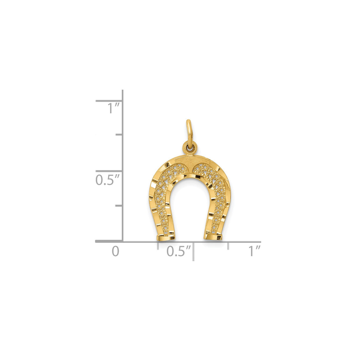 14k Yellow Gold Horseshoe Pendant with Filigree Detailing, Lucky Charm Equestrian Style