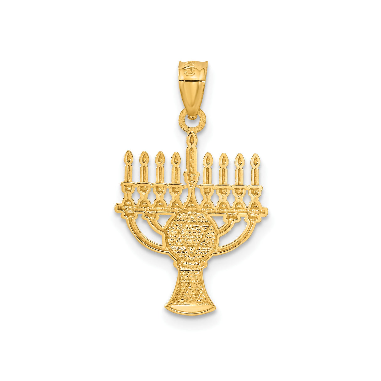 14k Yellow Gold and Rhodium Menorah Pendant with Star of David, Two-Tone Jewish Symbol