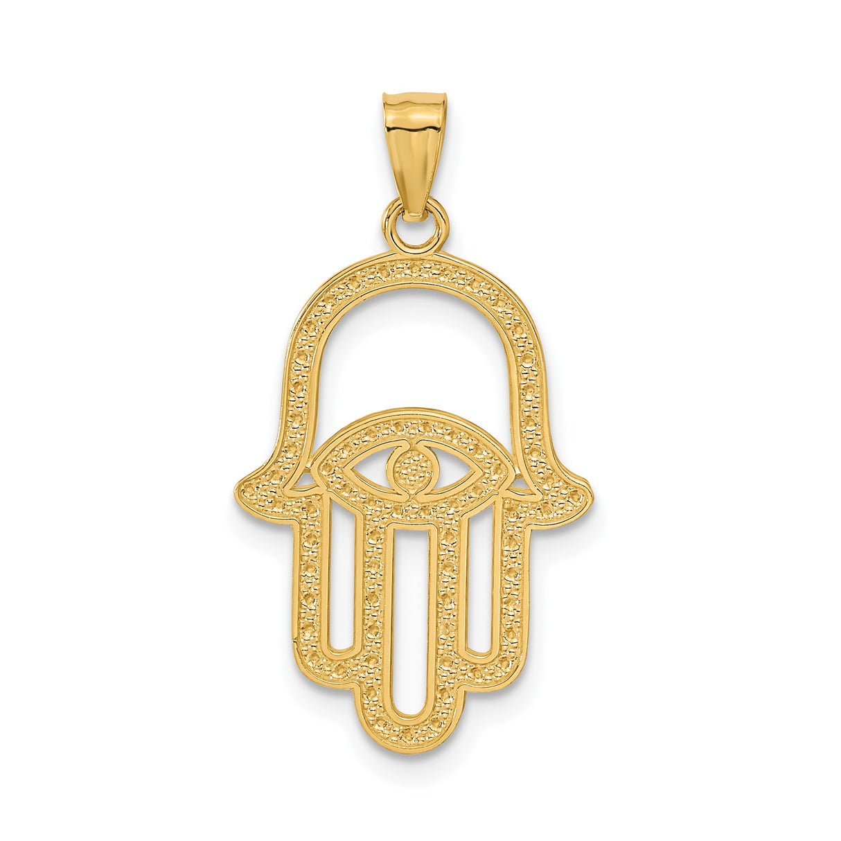 14k Multi-Tone Gold Hamsa Pendant with Evil Eye Symbol, Religious Protection Amulet