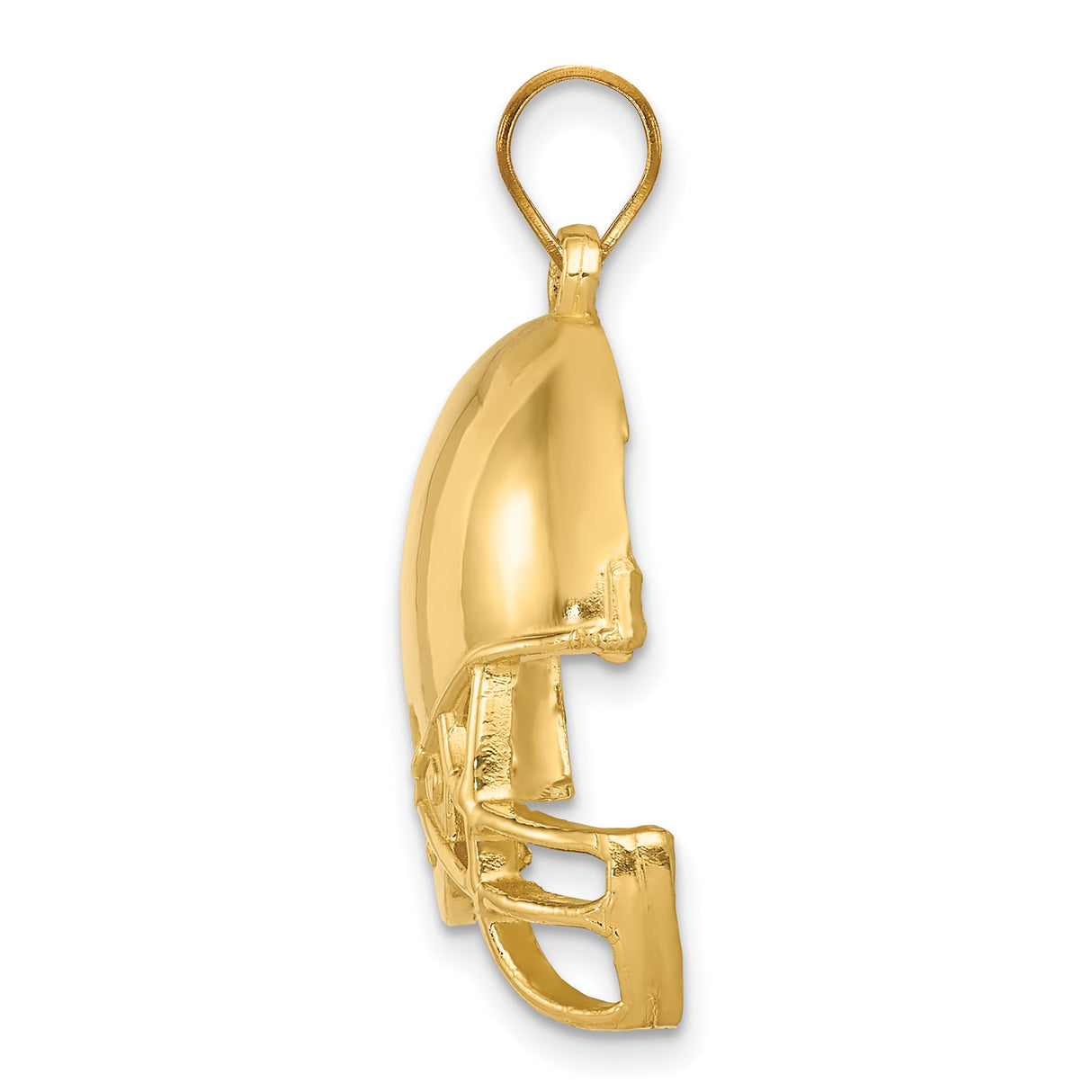 14k Yellow Gold Football Helmet Pendant with Detailed Faceguard Design, Unisex Sports Charm