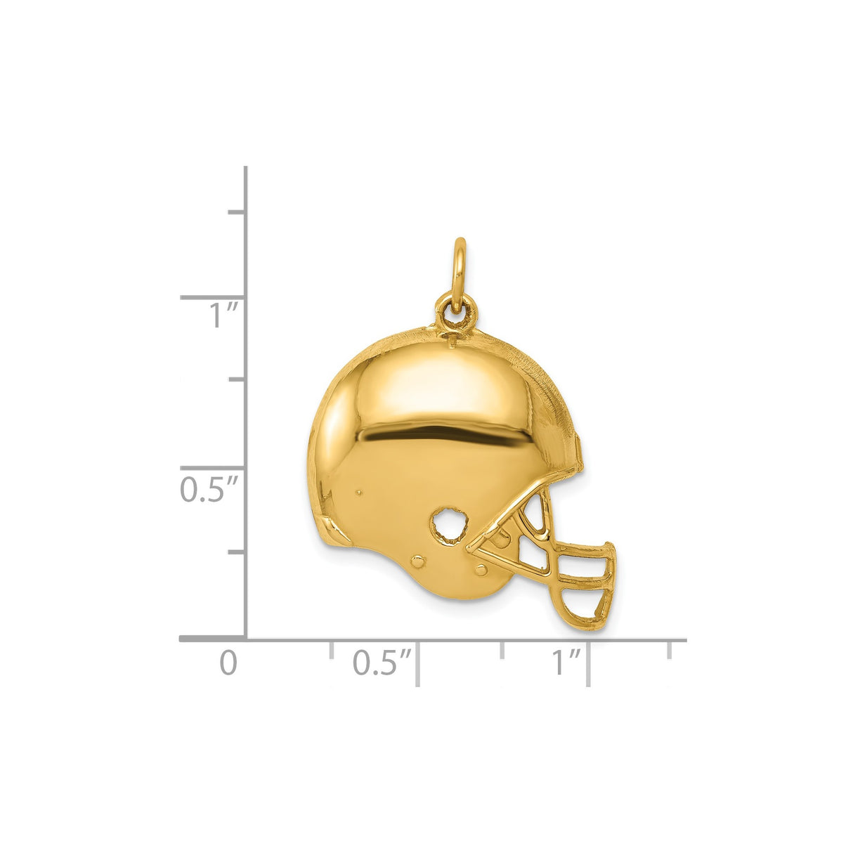 14k Yellow Gold Football Helmet Pendant with Detailed Faceguard Design, Unisex Sports Charm