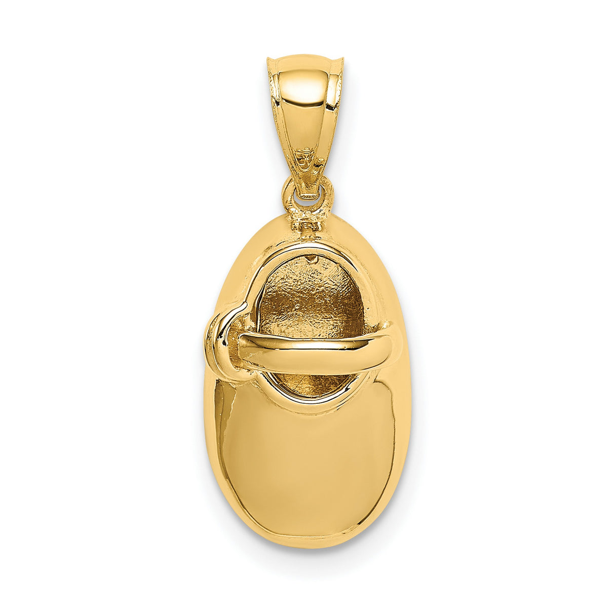 14k Yellow Gold Baby Bootie Pendant Charm, Polished 3D Shoe Keepsake Symbol of Motherhood