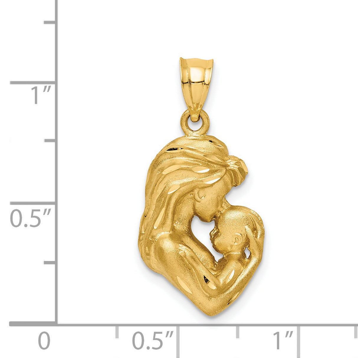14k Yellow Gold Pendant Featuring Mother Holding , Symbol of Maternal Love