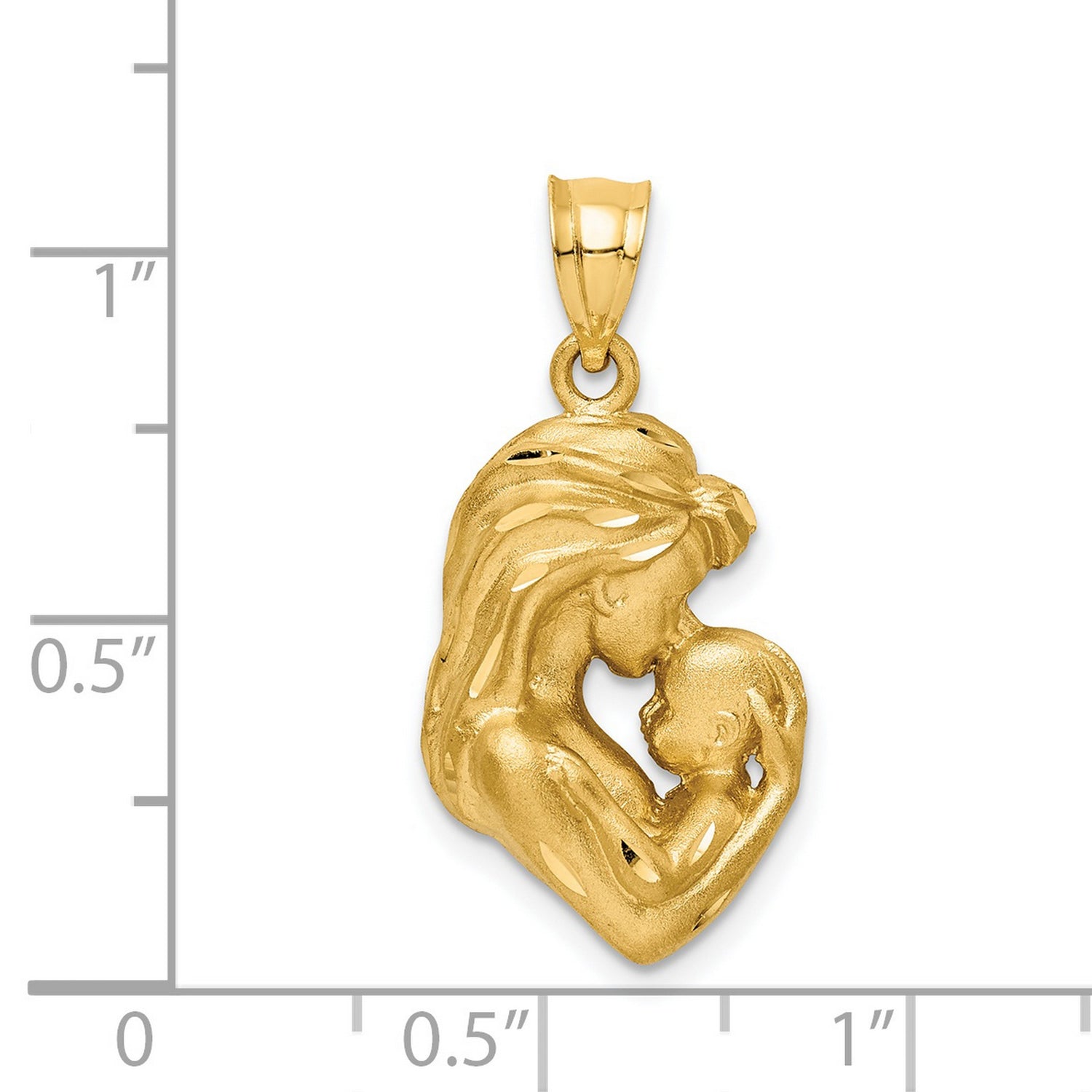 14k Yellow Gold Pendant Featuring Mother Holding , Symbol of Maternal Love