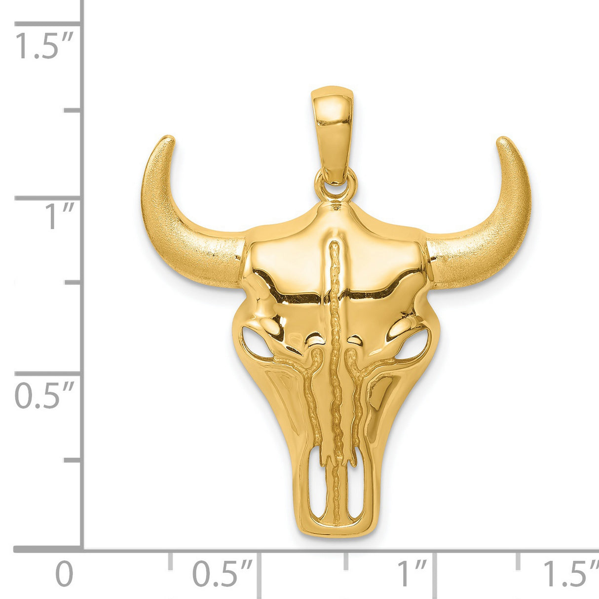 14k Yellow Gold Bull Skull Pendant, Western Cowboy Steer Charm, Rustic Southwestern Style