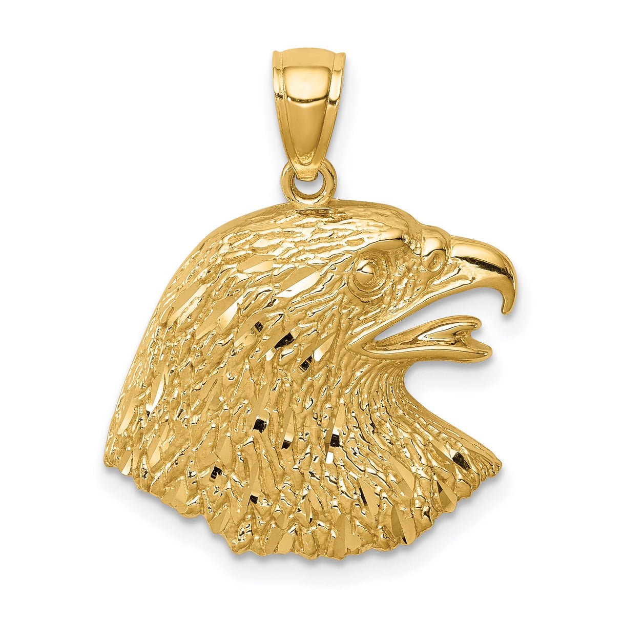 14k Yellow Gold Eagle Head Pendant, Patriotic Nature-Inspired Jewelry for Men