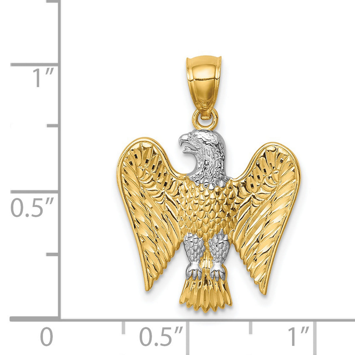 14k Yellow Gold Two-Tone Eagle Pendant, Symbol of Strength and Freedom for Men