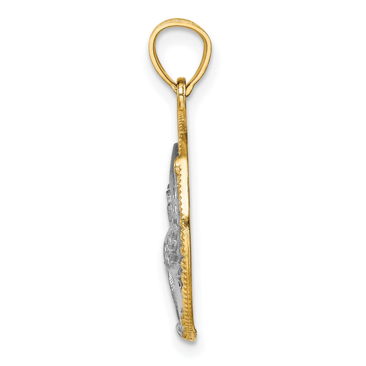 14k Two-Tone Gold Eagle Pendant with Rhodium Finish, Patriotic Bald Eagle Design