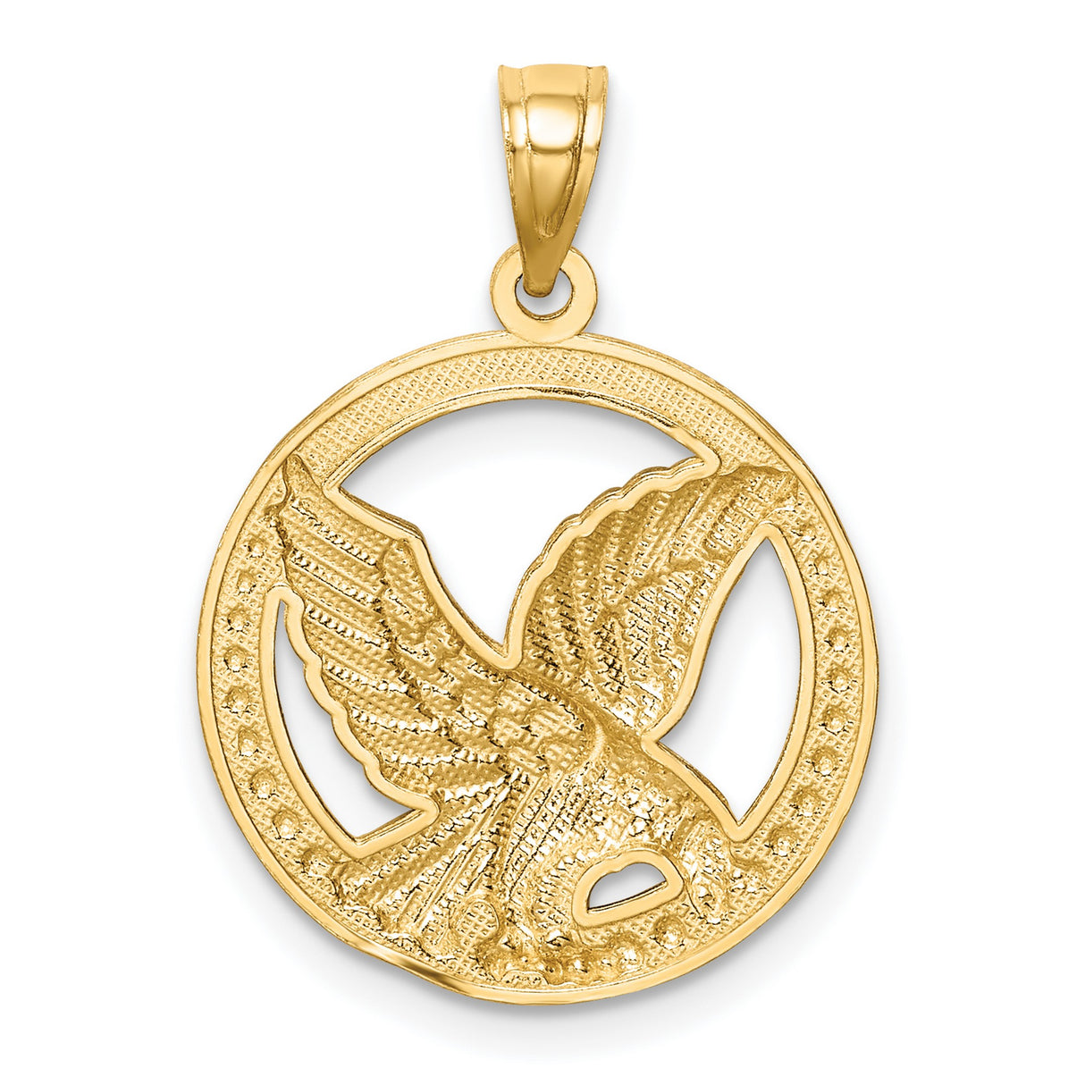 14k Two-Tone Gold Eagle Pendant with Rhodium Finish, Patriotic Bald Eagle Design
