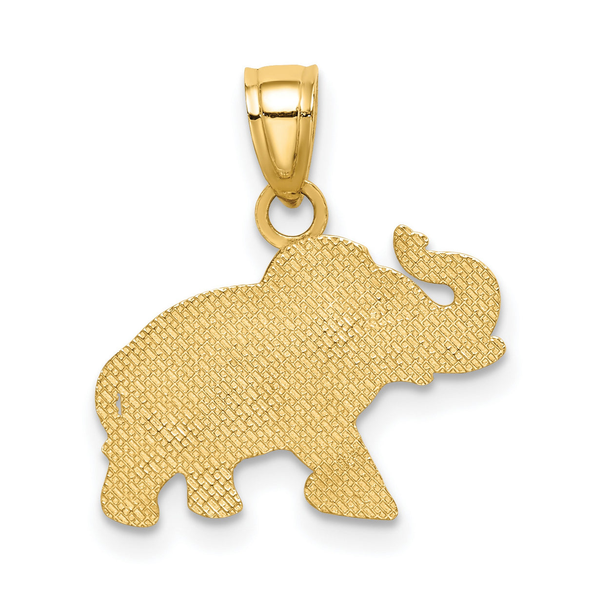 14k Yellow Gold Elephant Pendant with Raised Trunk Symbol of Luck and Strength