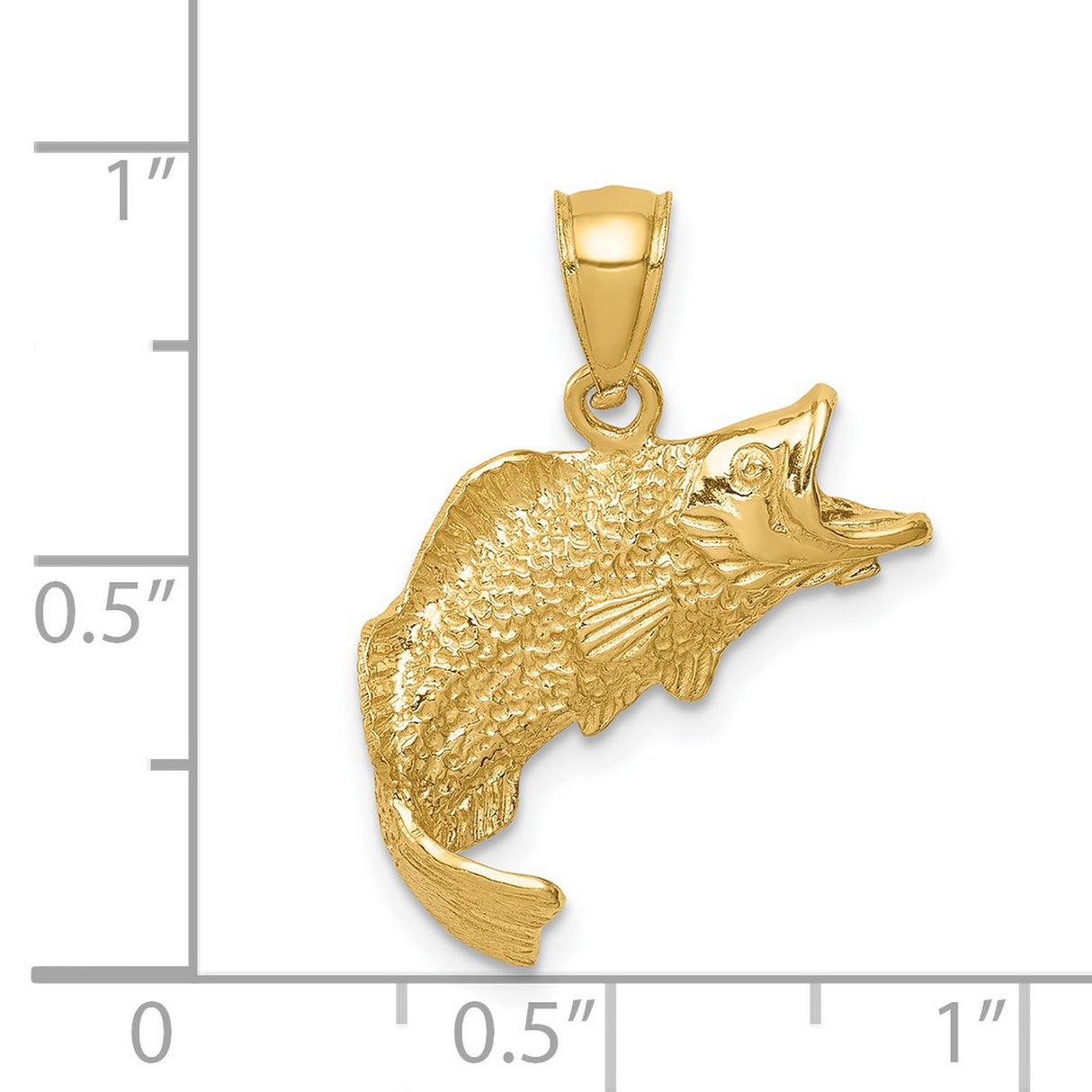 14k Yellow Gold Bass Fish Pendant, Realistic Largemouth Design, Nature and Fishing Theme