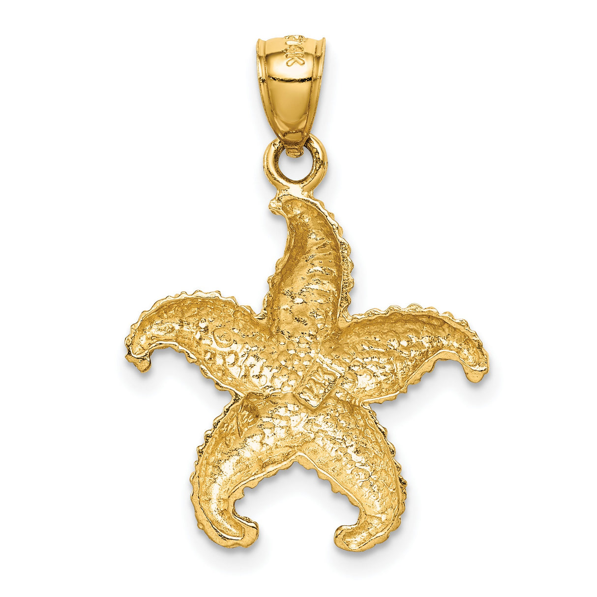 14k Yellow Gold Starfish Pendant, Textured Ocean Charm with Nautical Coastal Design