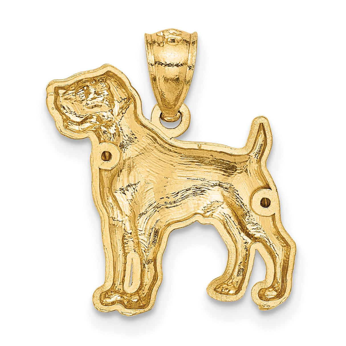 14k Yellow Gold Dog Pendant, Detailed Standing Dog Charm with Polished Finish, Unisex Animal Jewelry