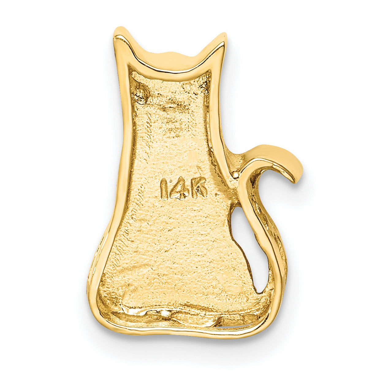 14k Yellow Gold Cat Silhouette Pendant, Minimalist Sitting Cat Outline Charm for Women