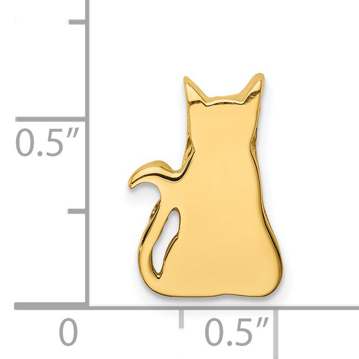 14k Yellow Gold Cat Silhouette Pendant, Minimalist Sitting Cat Outline Charm for Women