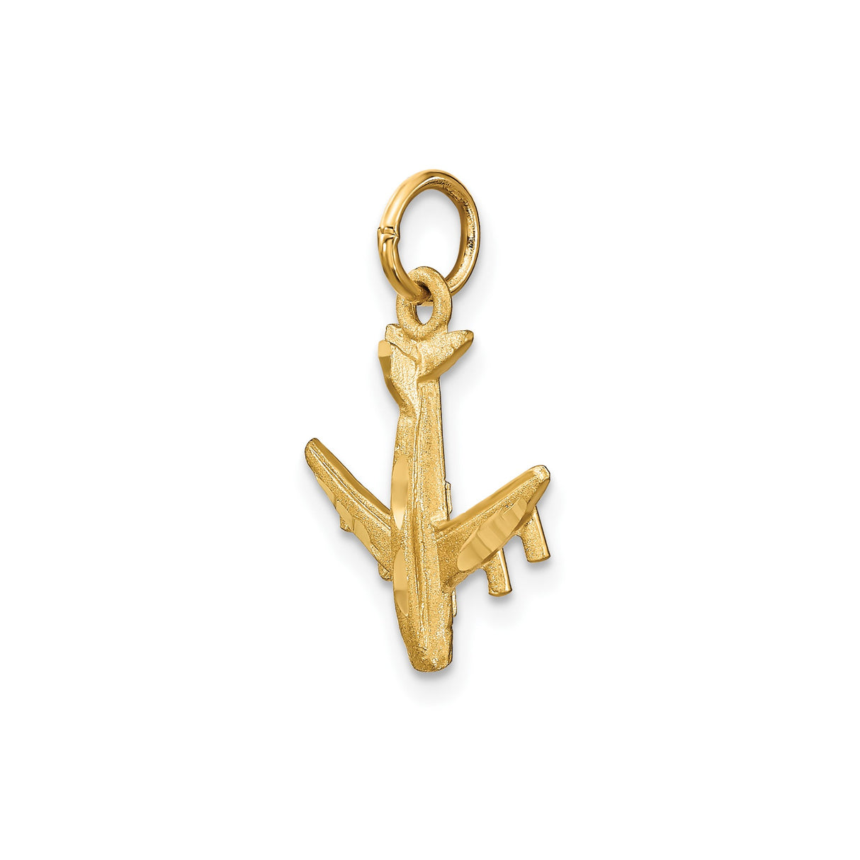 14k Yellow Gold Airplane Charm Pendant, Travel and Aviation Theme for Men or Women