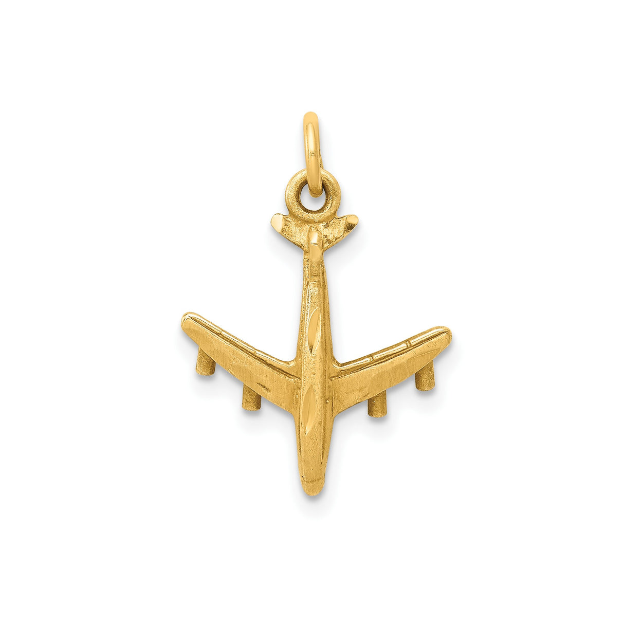 14k Yellow Gold Airplane Charm Pendant, Travel and Aviation Theme for Men or Women