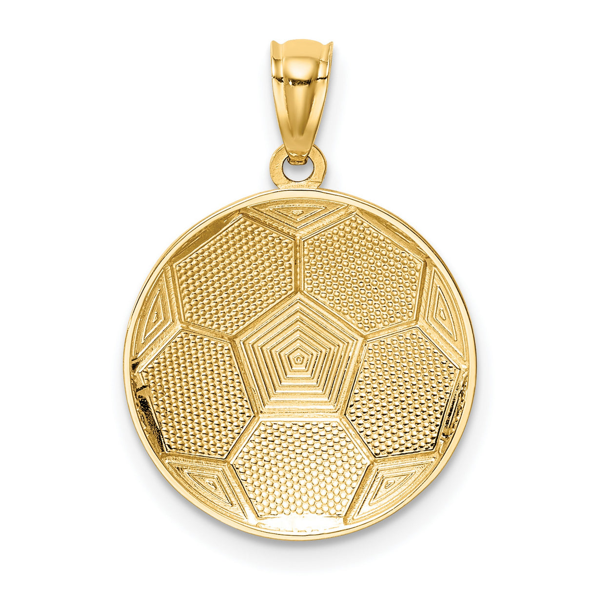 14k Yellow Gold Soccer Ball Pendant, Textured Sports Charm for Men or Unisex