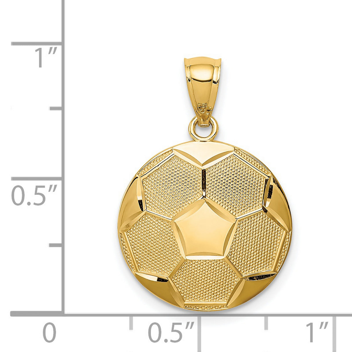 14k Yellow Gold Soccer Ball Pendant, Textured Sports Charm for Men or Unisex