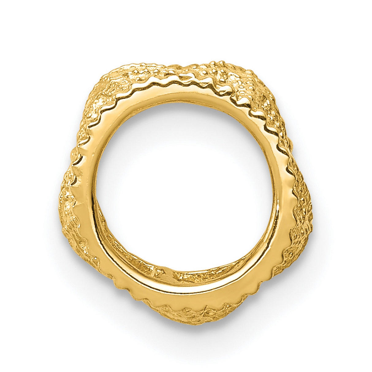 14k Yellow Gold Wide Band Starfish Ring with Textured Ocean Theme for Women