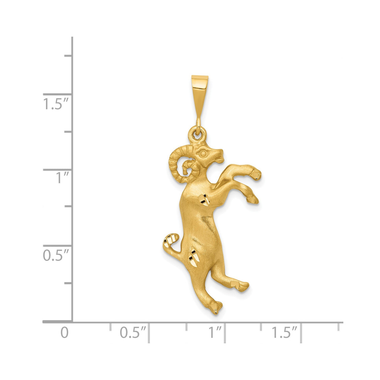 14k Yellow Gold Aries Zodiac Pendant with Rearing Ram Design, Astrology Charm