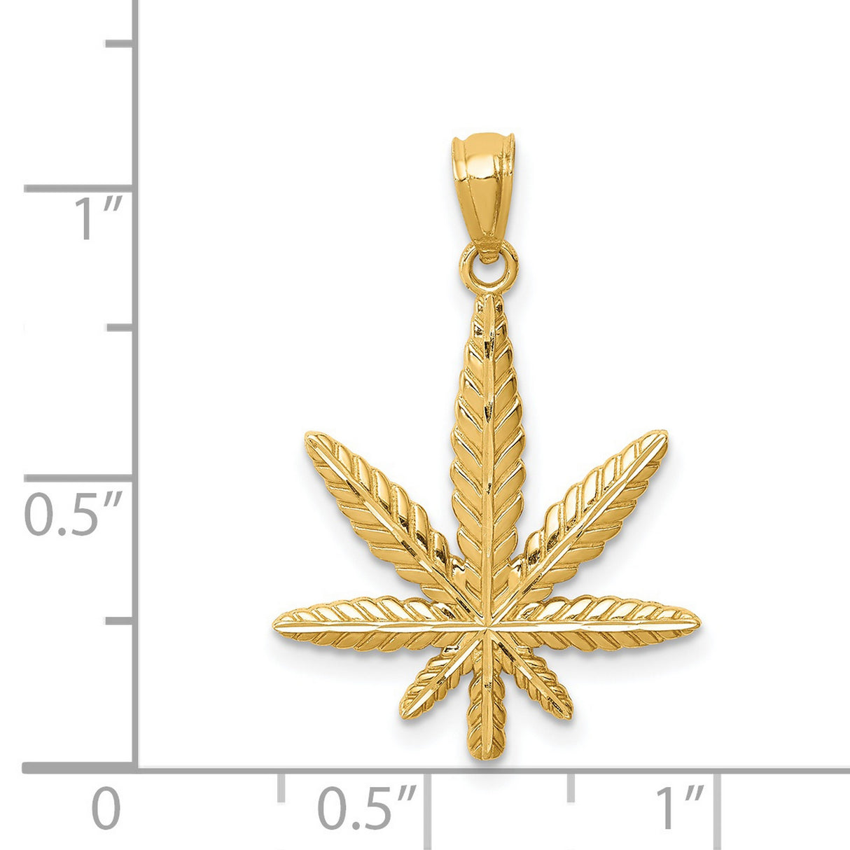 14k Yellow Gold Marijuana Leaf Pendant, Cannabis Symbol Charm, Urban Streetwear Jewelry