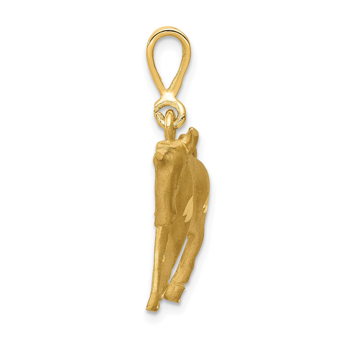 14k Yellow Gold Bull Pendant, Taurus Zodiac Symbol with Polished and Matte Finish