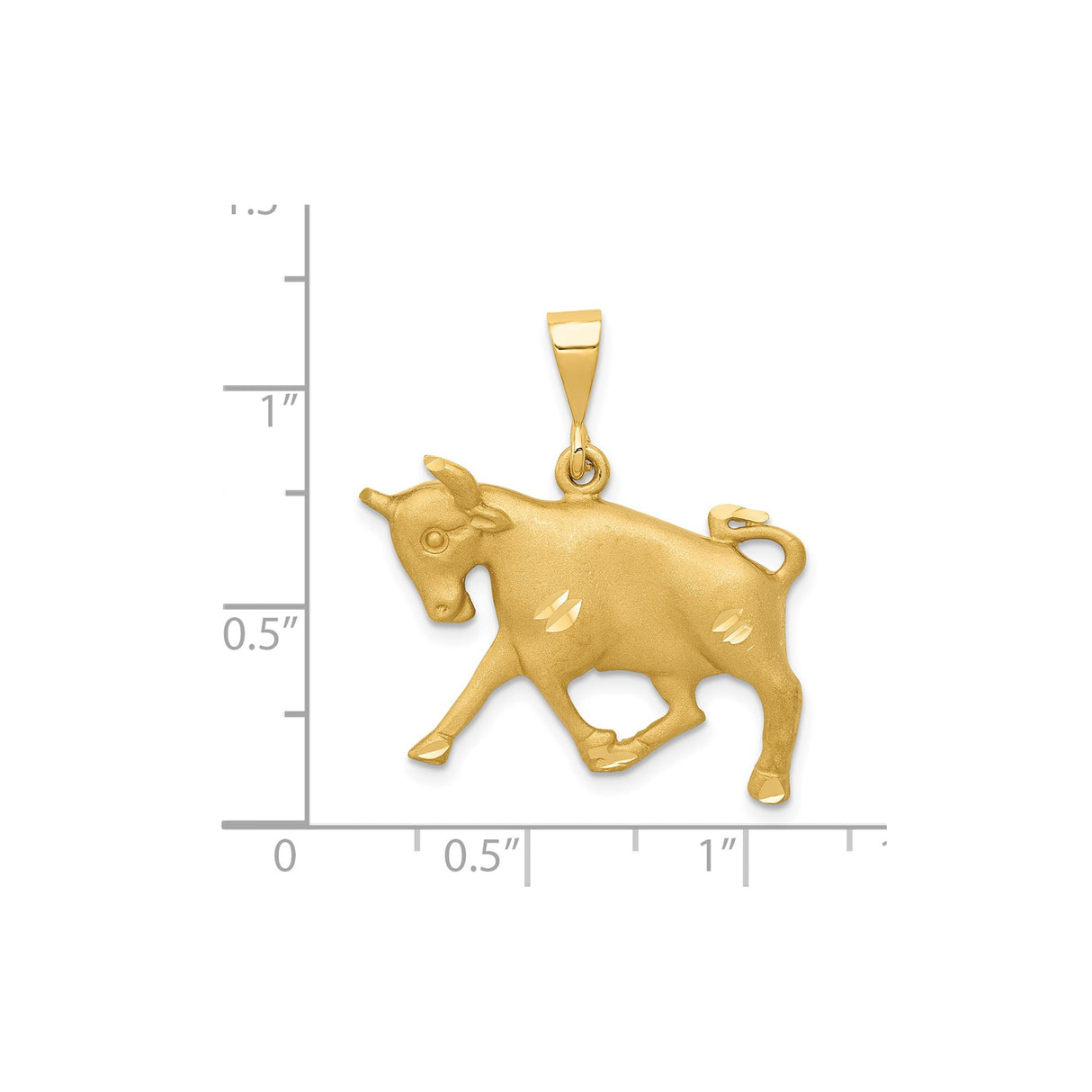 14k Yellow Gold Bull Pendant, Taurus Zodiac Symbol with Polished and Matte Finish