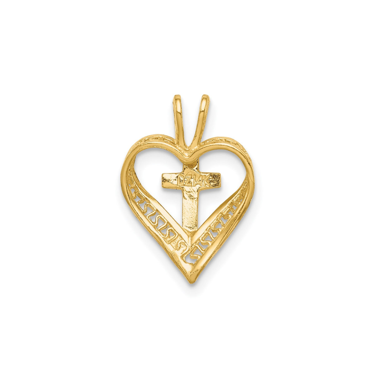 14k Yellow Gold Cross Slide Pendant with Dual Bails, High Polish Religious Charm